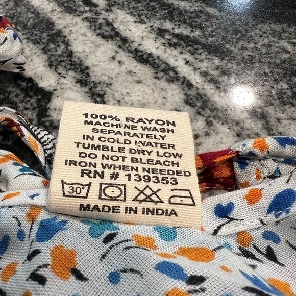 Seven Islands Rayon 1/4 Circle Multi Pattern Summer Dress With Shoulder Ties - Picture 12 of 12